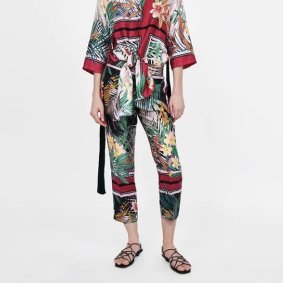 Zara Tropical Print Pants - Picture 1 of 9